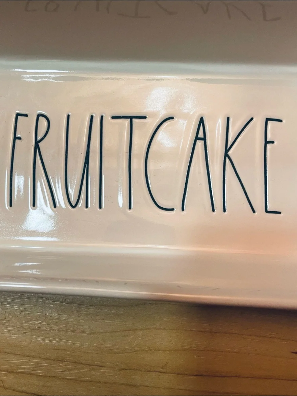 Rae Dunn by Magenta Holiday Rectangular Ceramic Fruitcake Loaf Pan Christmas